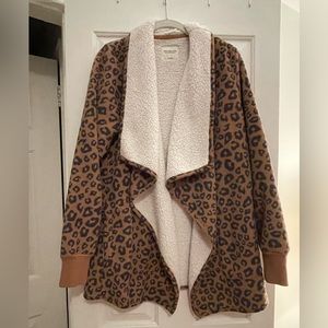 Abercrombie Leopard Print Cozy Open Sweater